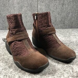 Natural Sport Boots Womens Size 8.5 Brown Falza Ankle‎ Zip Strap Wedge 15978200